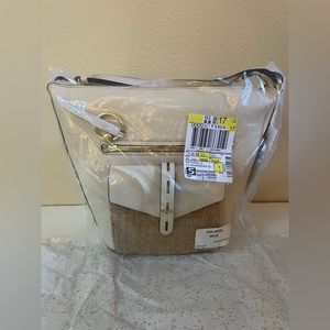 White faux leather purse